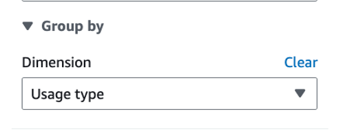 Select Usage type as the dimension