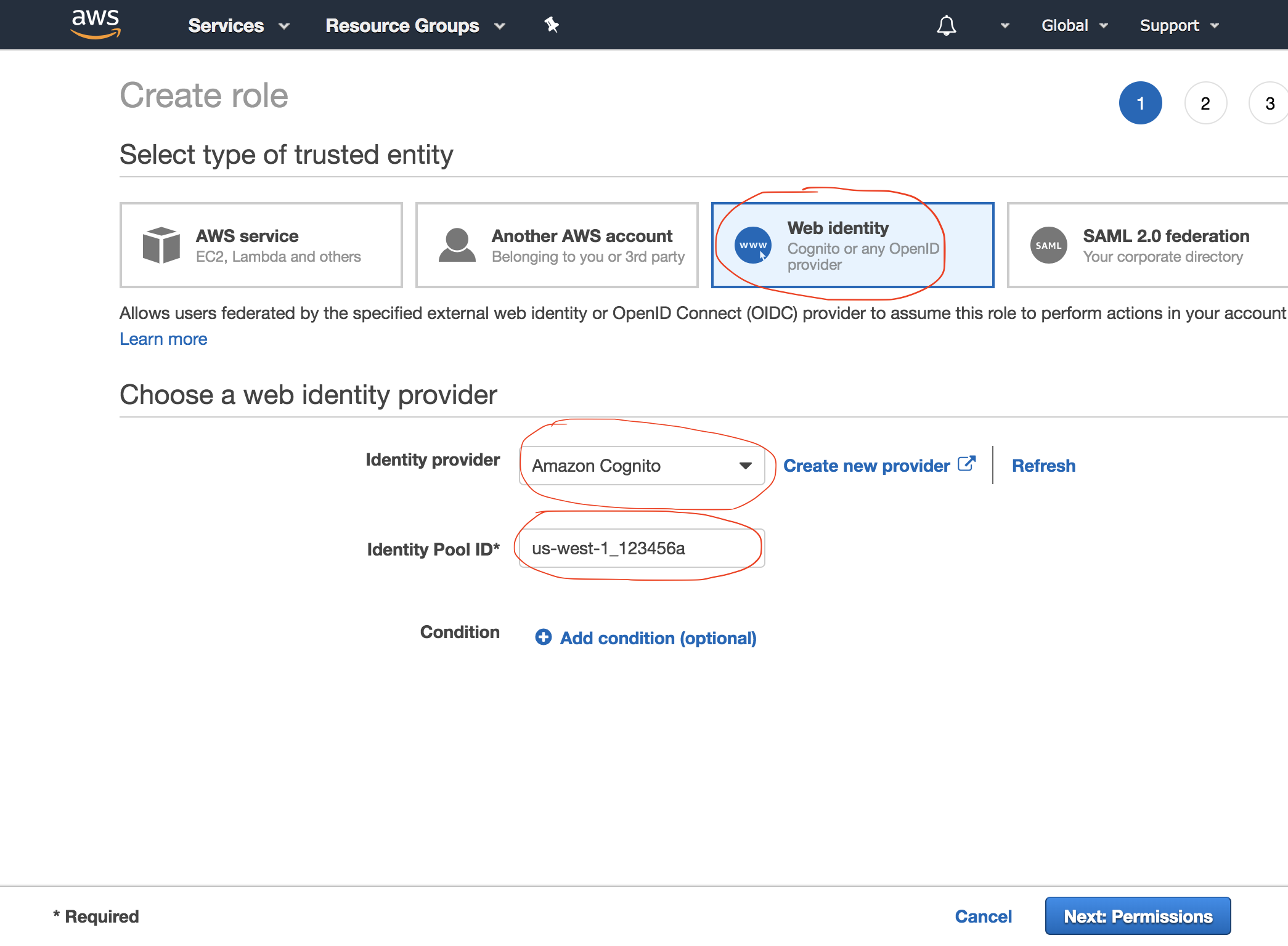 Create role dialog box