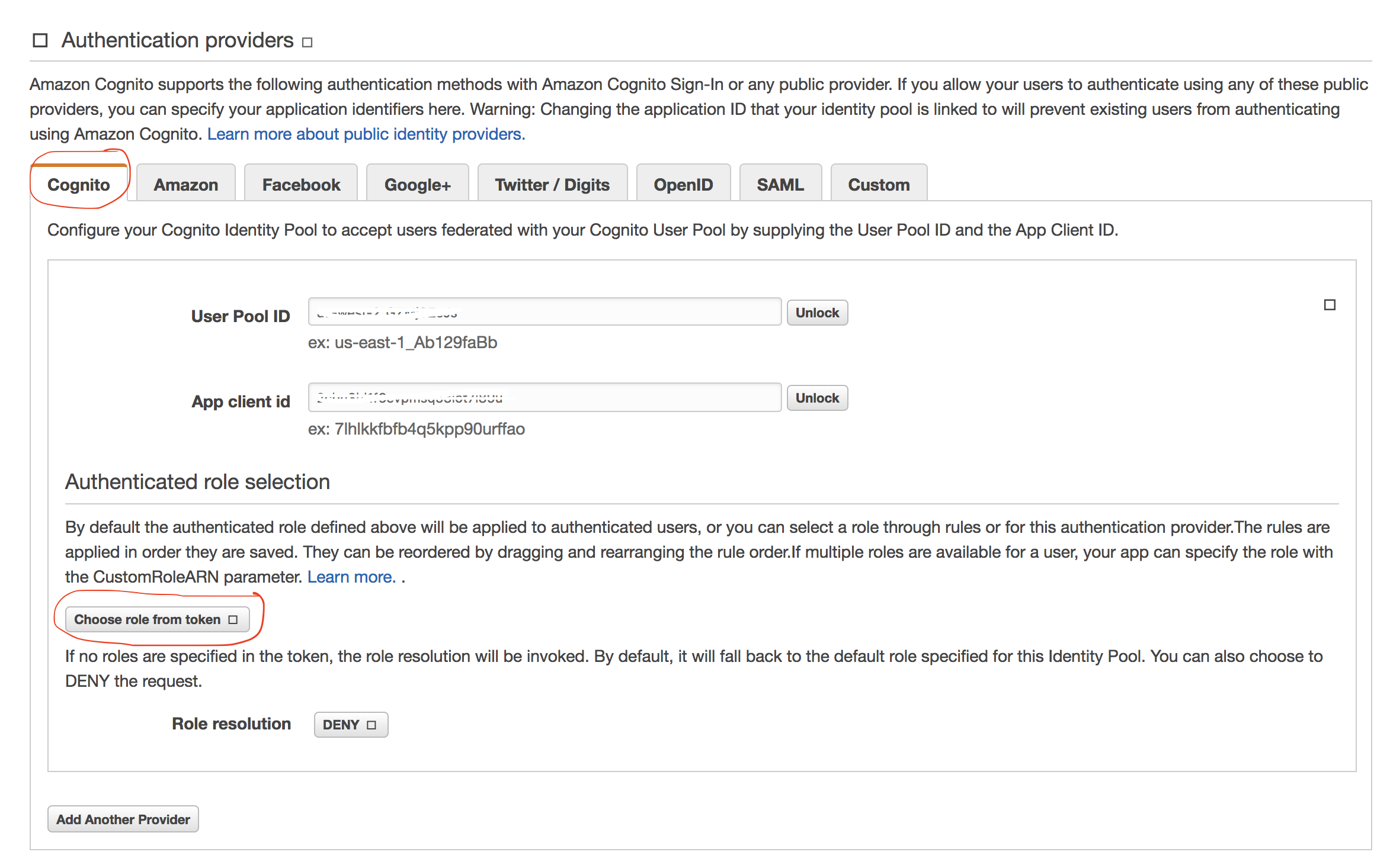 Authentication providers dialog box