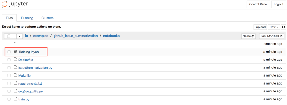 Jupyter training notebook