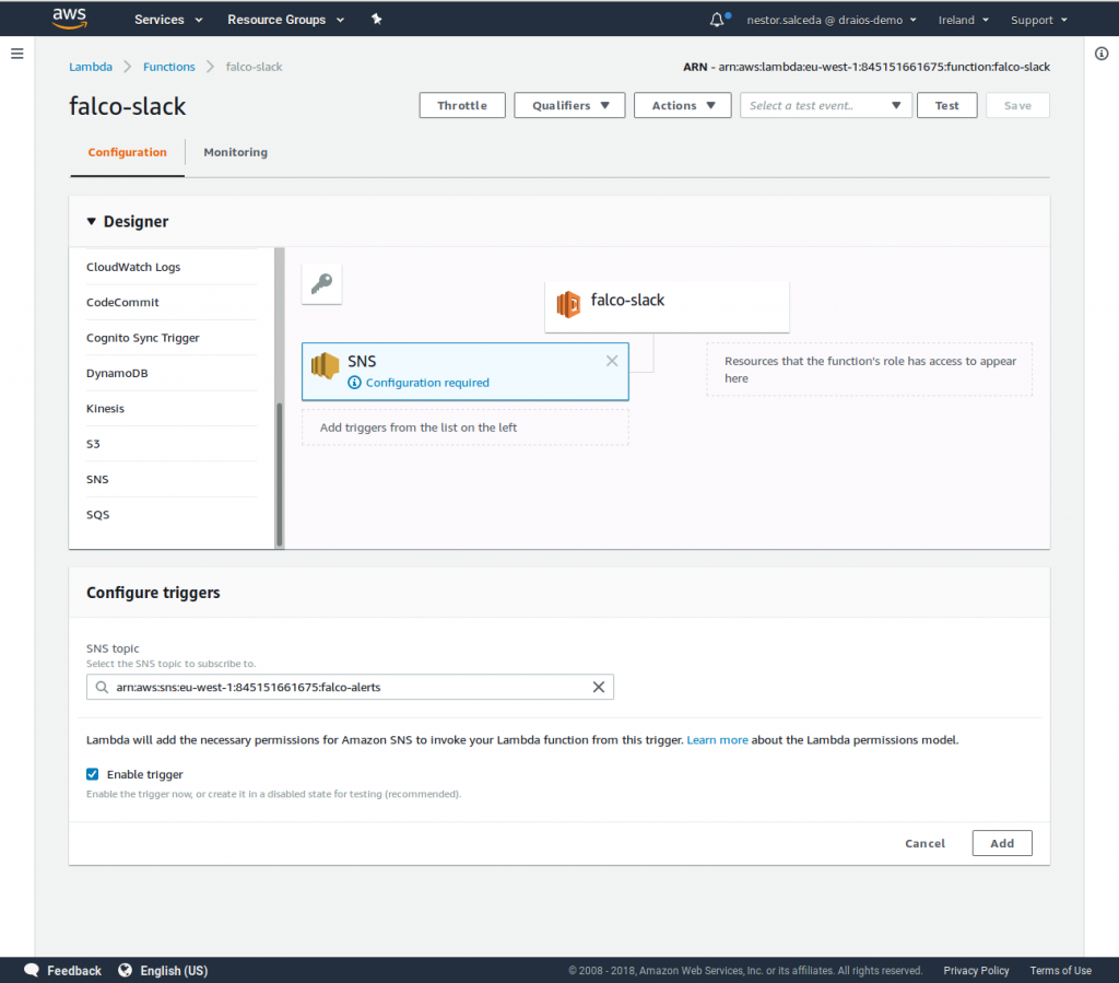 setting up Falco-Slack