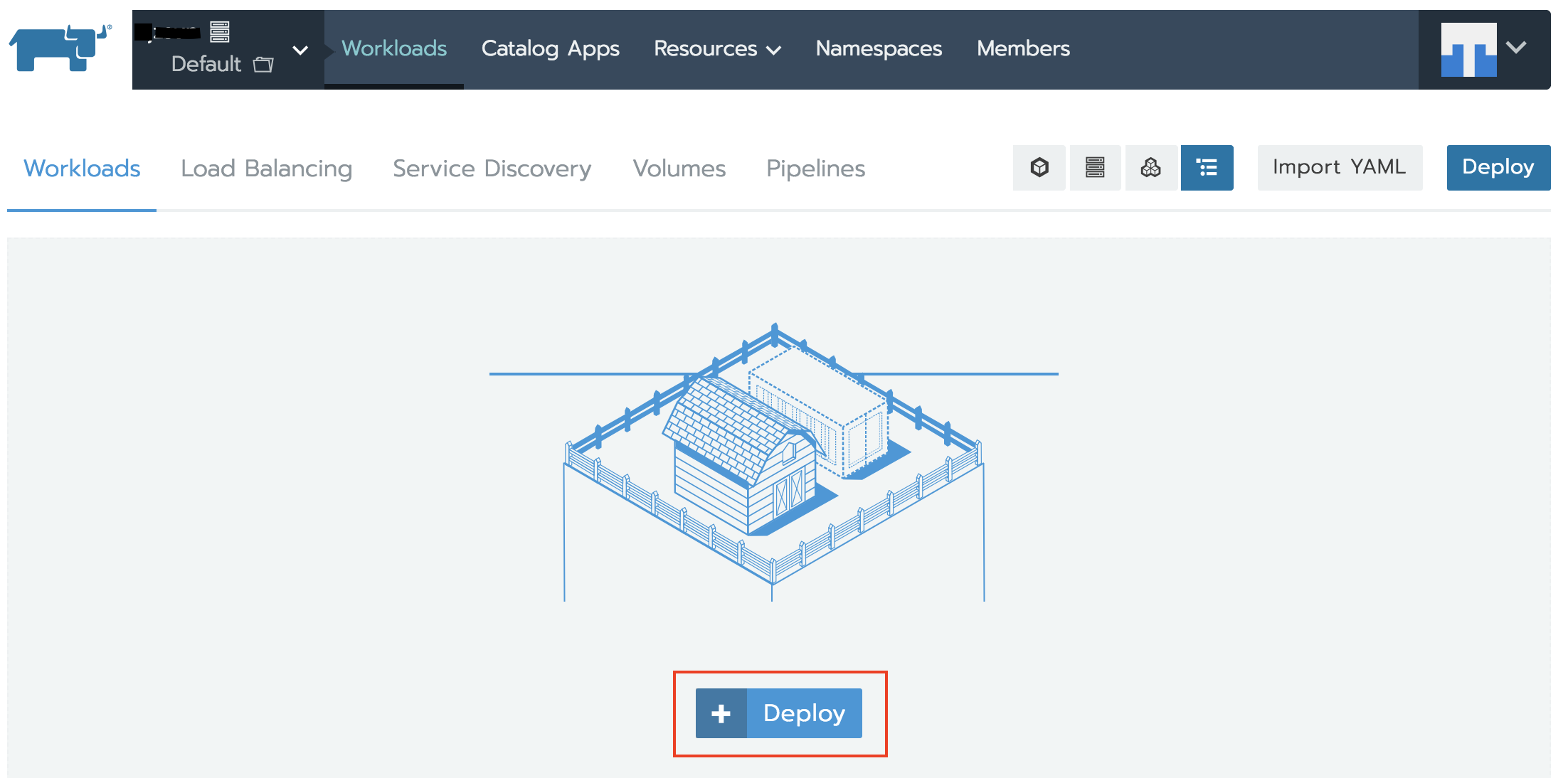 Rancher workload screen.