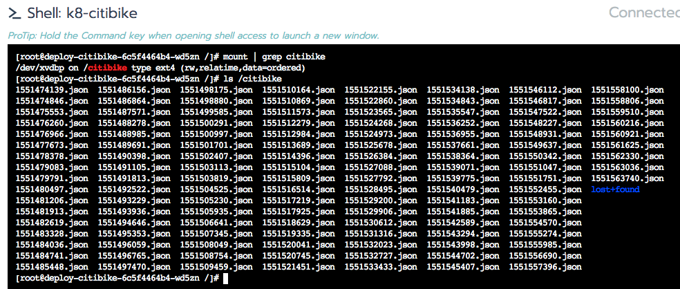output of ‘ls /citibike’.