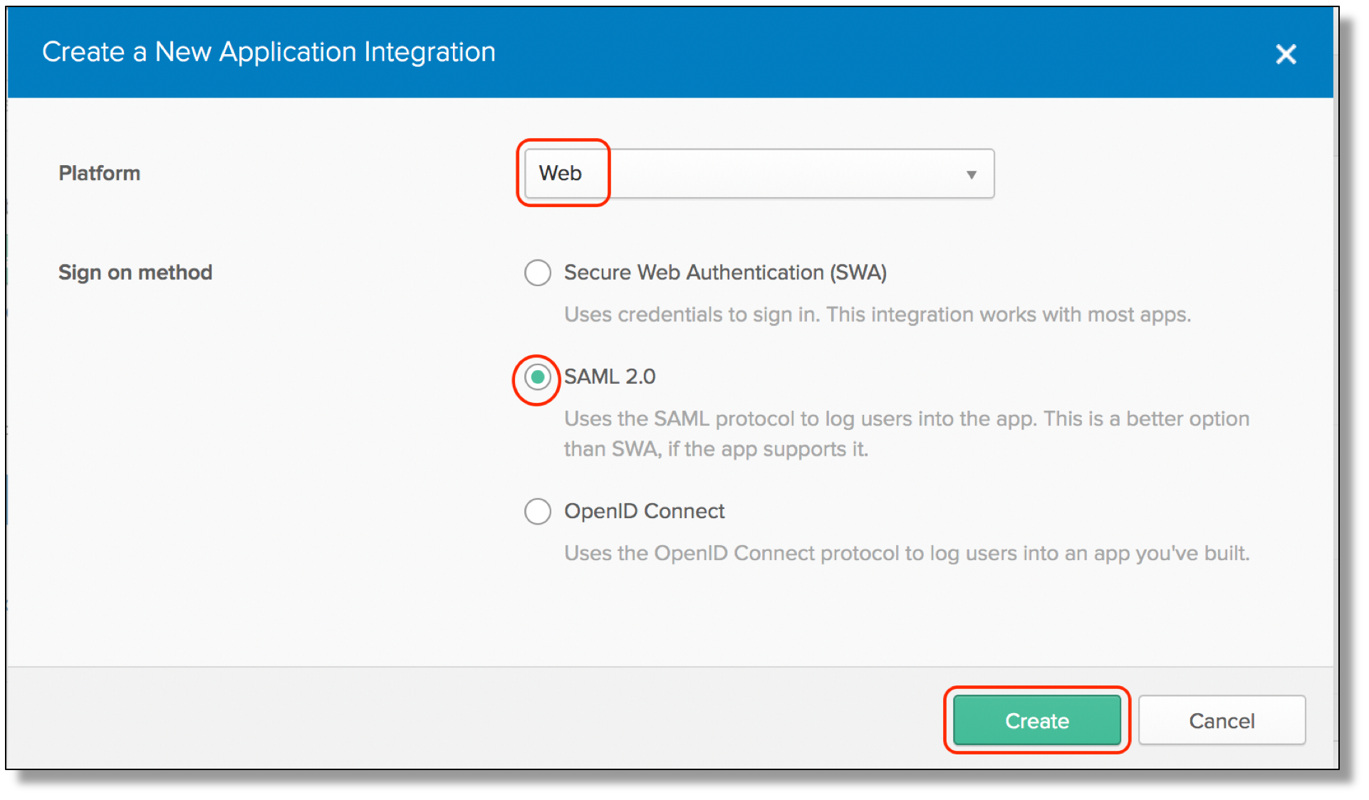 select integration type