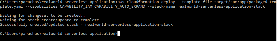 Confirmation image for cloudformation stack creation.