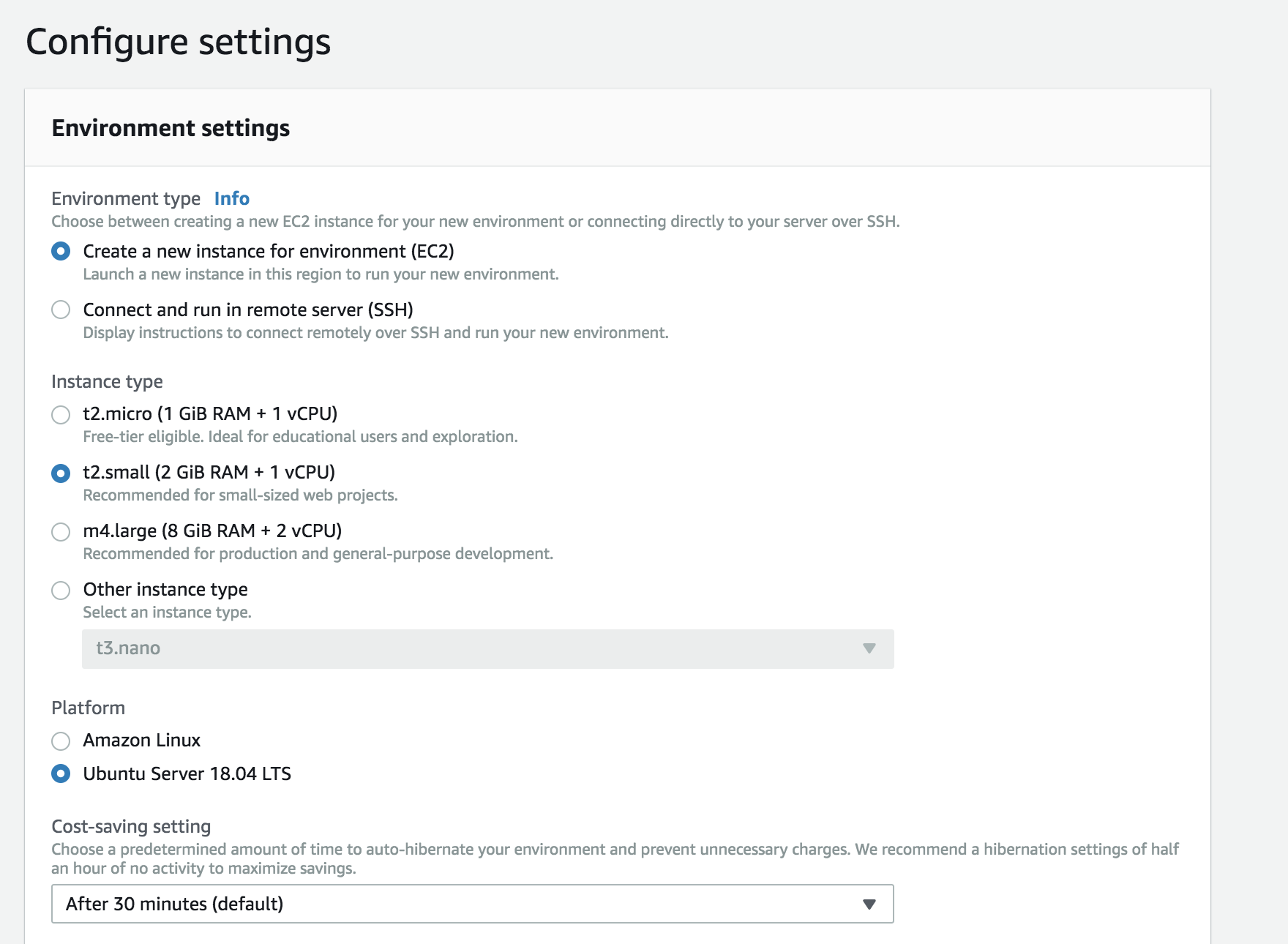 Recommended AWS Cloud9 settings.