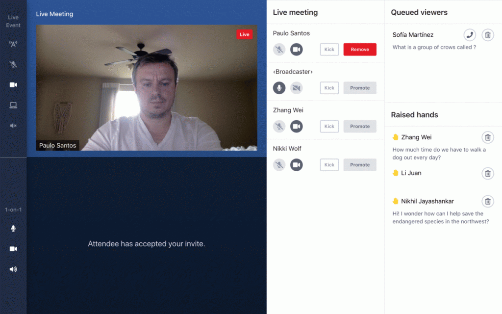 moderator one on one.