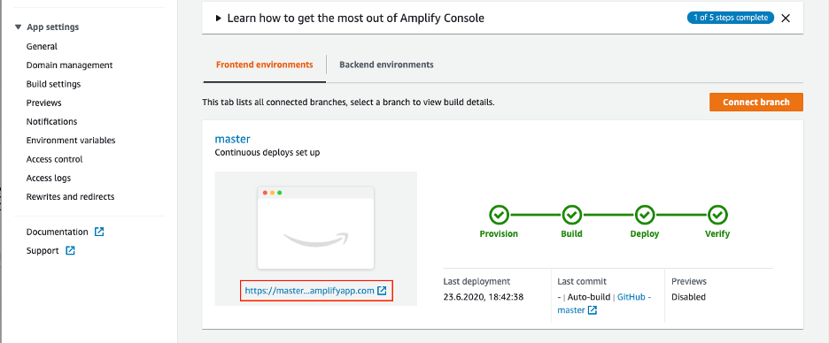 Use the link shown in the console to access your app