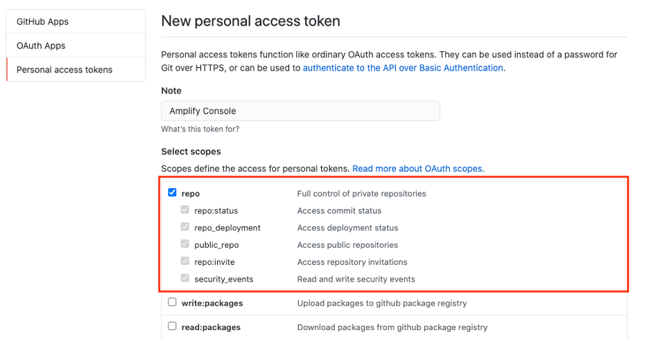 The token needs full control of private repository permissions.