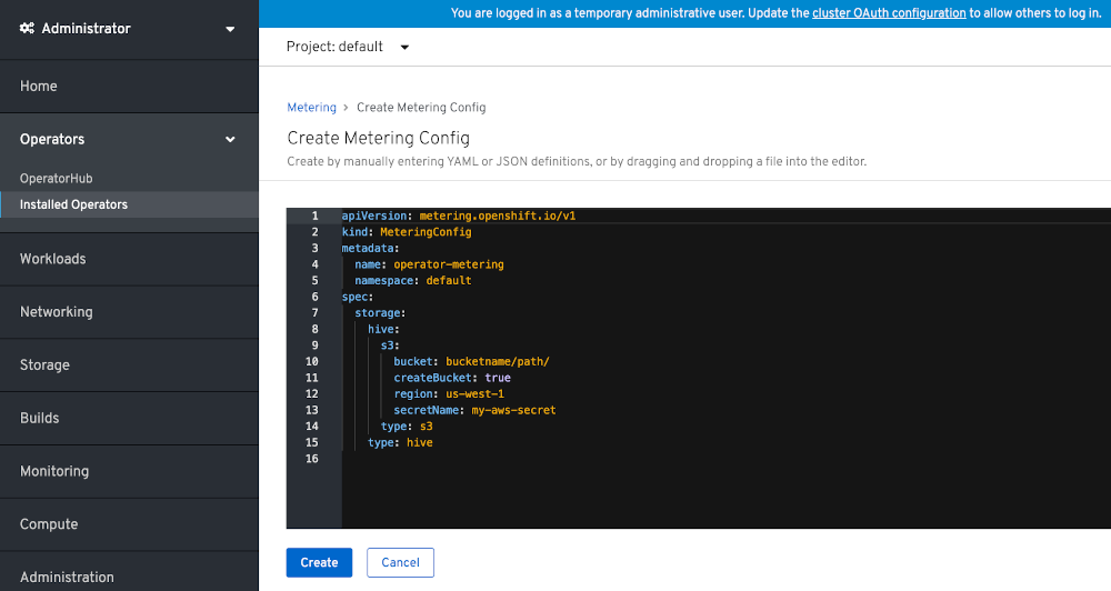 CLI view of installed operators