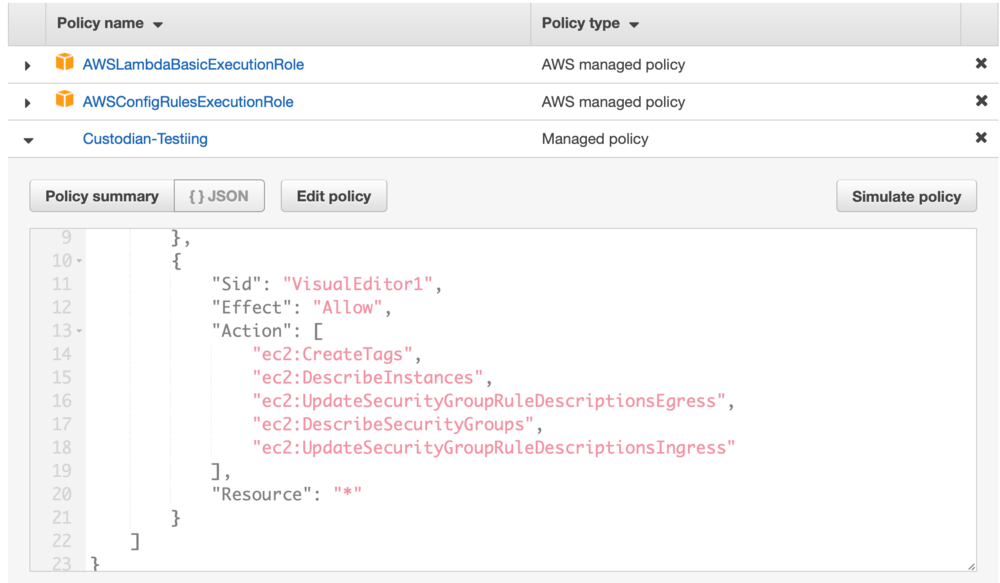 Screenshot of the policy summary.