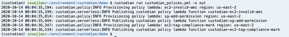 Output displaying the policies created.