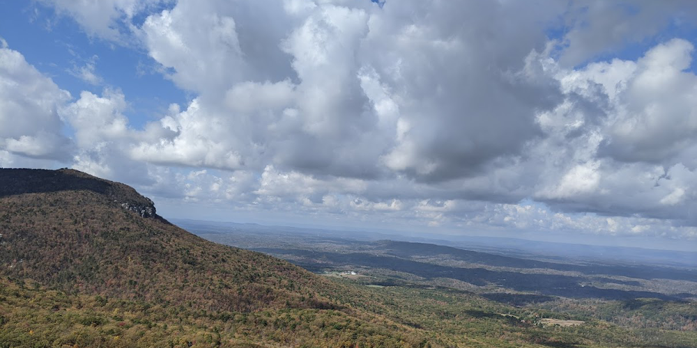 View of clouds and trees from Hanging Rock in North Carolina, Fall 2020