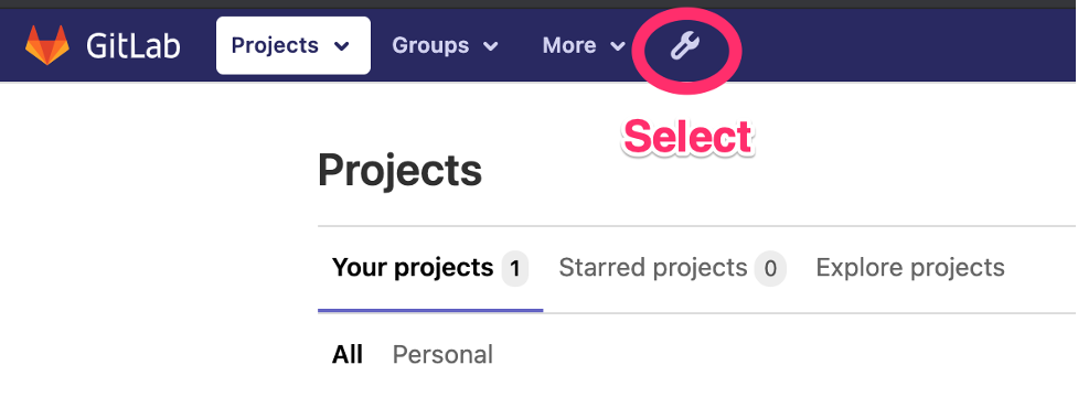 Select the wrench icon on the top nav bar