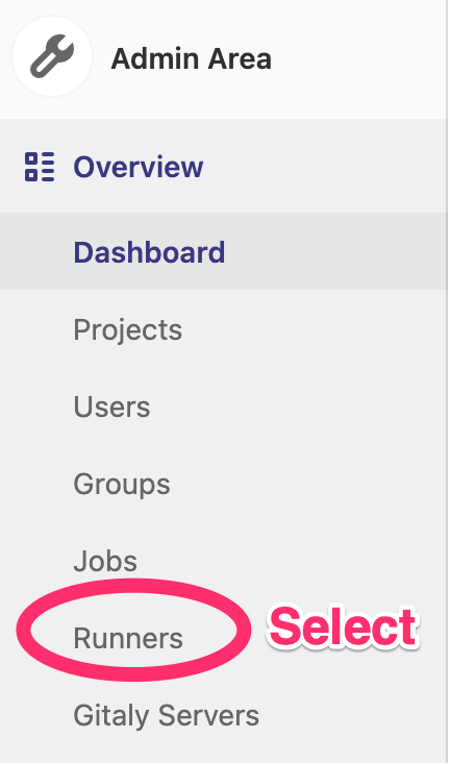 Runners option in the Admin Area dashboard