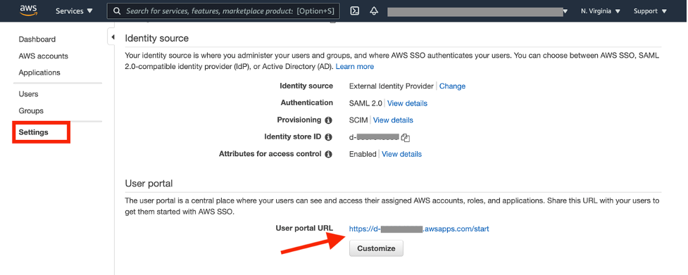 Start from the AWS SSO user portal (the URL is on the AWS SSO Settings page), redirect to Okta login page, and choose Amazon Grafana.