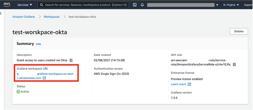 Bookmark the Grafana Workspace URL (the URL is on the AMG service).