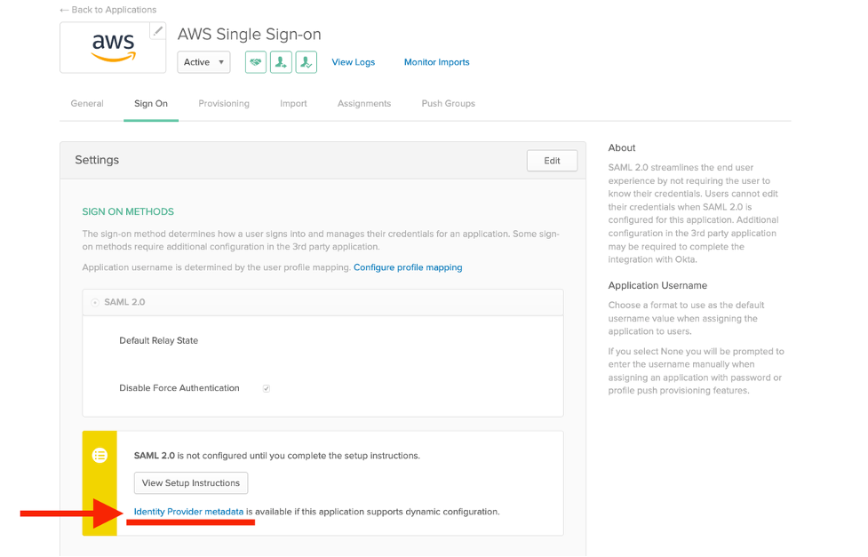 Download the Identity Provider metadata