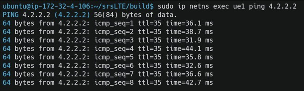 Screenshot of output when testing the setup in the emulator.