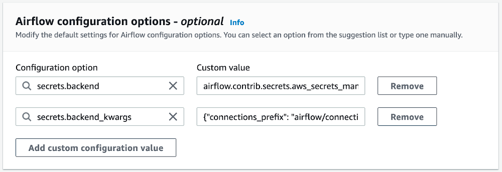 Airflow configuration options screenshot