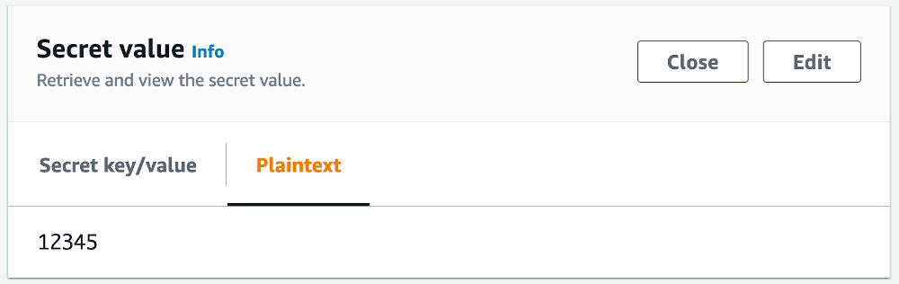 screenshot showing plaintext secret value example 12345