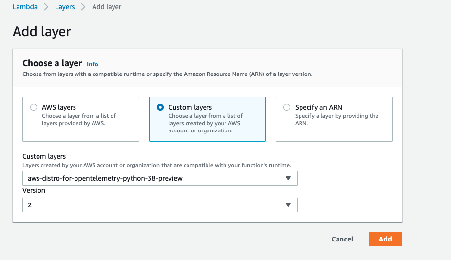 Screenshot showing how to create a new Layer by choosing custom Layers.