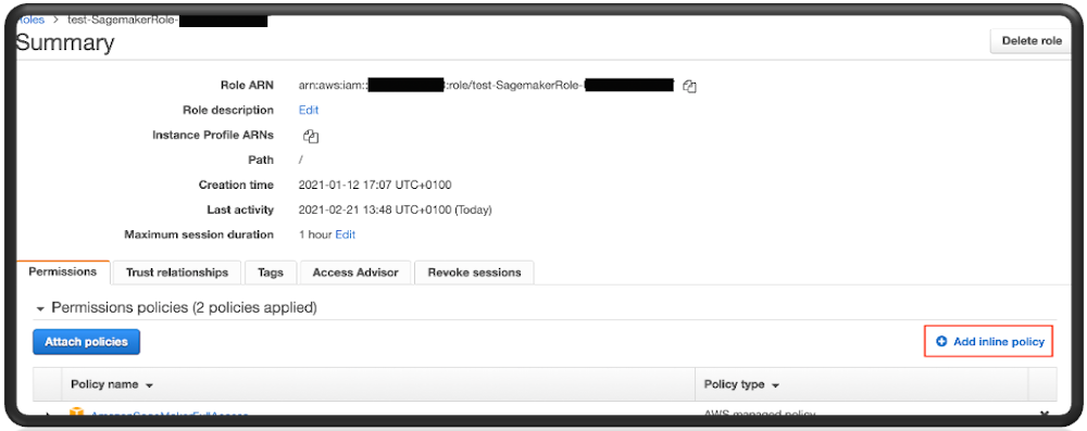 Click on the link Add inline policy on the right of the screen