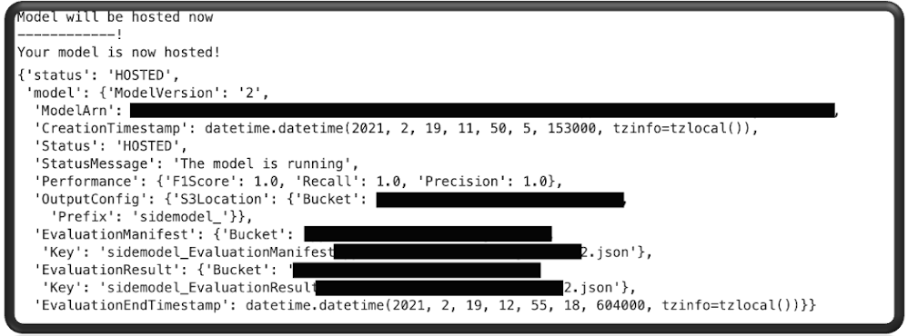 Example output of a hosted model