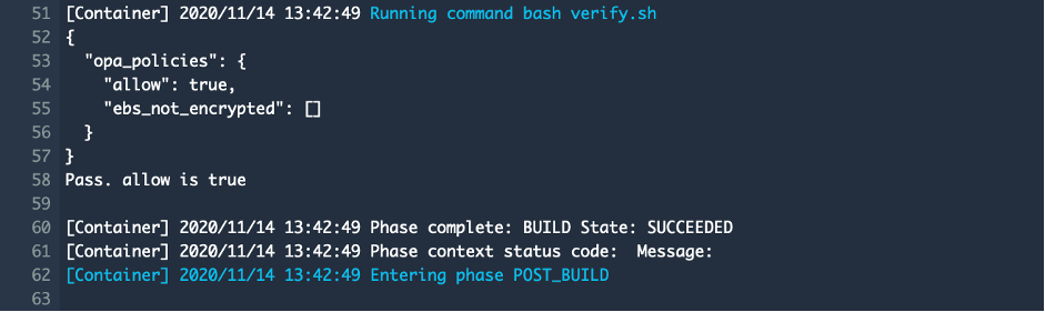 project logs show build state succeeded and entering phase POST_BUILD