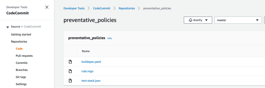 repository screenshot showing preventative policies