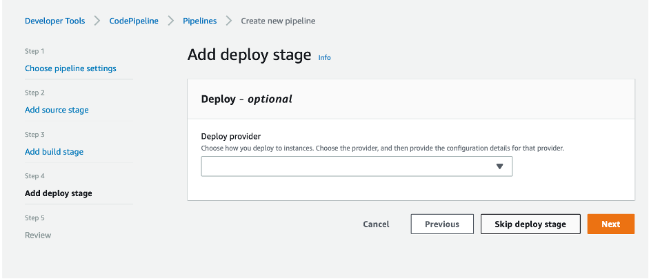 screenshot showing button to skip deploy stage