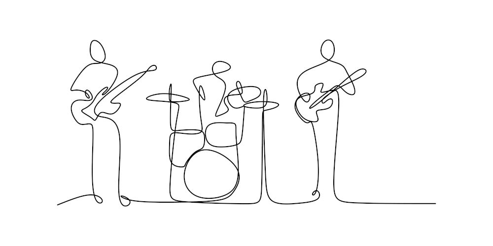 ngupakarti – stock.adobe.com continuous line drawing of jazz classical music concert performance on the stage