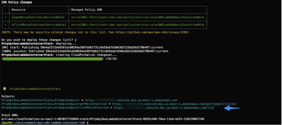 output with question "Do you wish to deploy all these changes (y/n)"