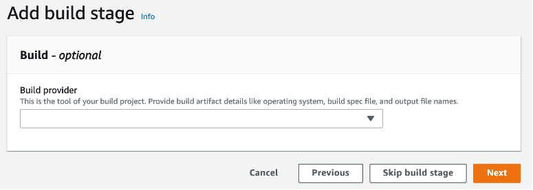 field to add build stage