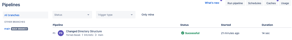 changed directory structure status is successful