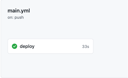 main.yml, on: push, deploy is checked in green