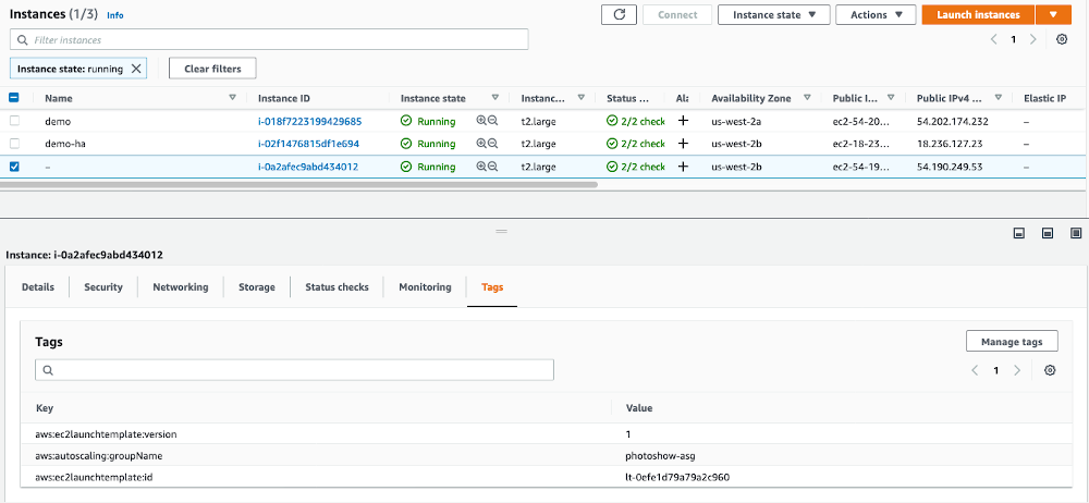 screenshot showing that the photo gallery could still be accessed from the URL and tested the scaling of the Amazon EC2 instances based on the load