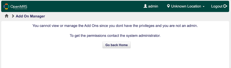 Figure 6: Landing page after logging into OpenMRS Core 2.4.0.
