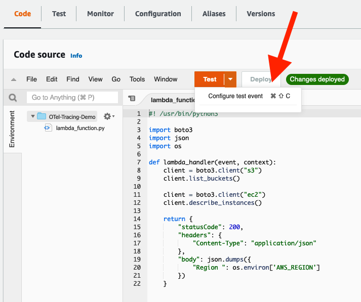 Finding the window to configure a test Lambda Event