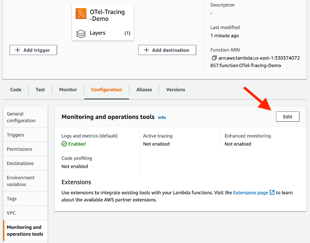 Configuring active tracing in Lambda