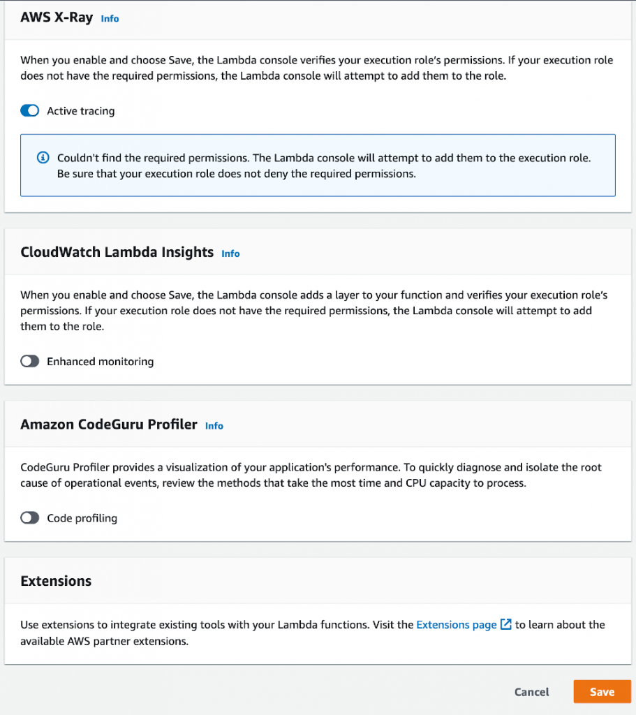 Enabling active tracing with AWS X-Ray on Lambda