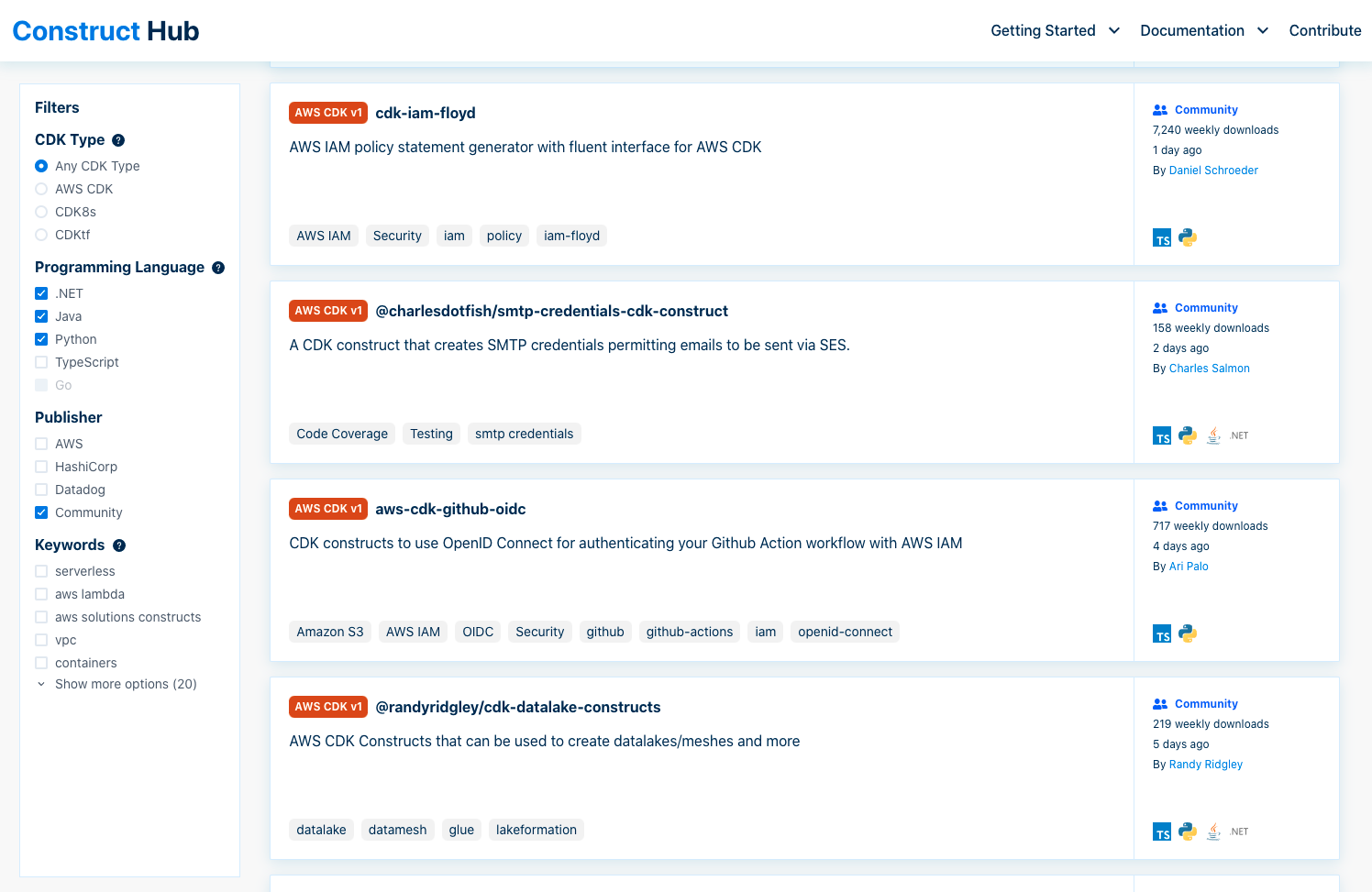 Screenshot of Construct Hub homepage.