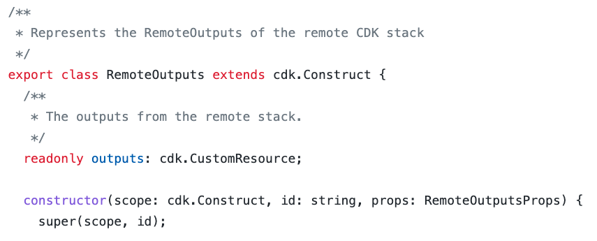 Screenshot of RemoteOutputs Construct Class.