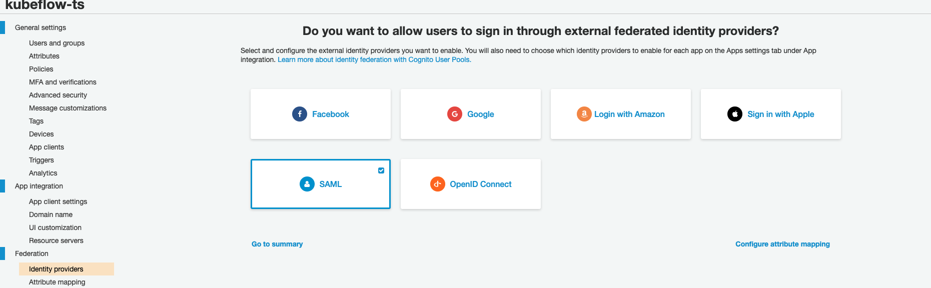 Screenshot of Kubeflow dialog showing identity provider selection