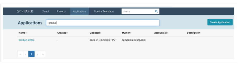 Spinnaker UI showing the successfully added application