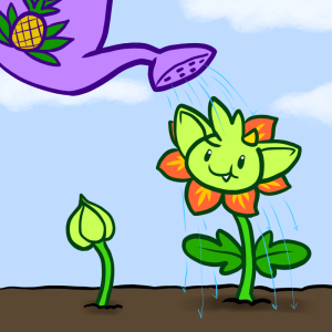 Apache TinkerPop gremlin as a flower being watered