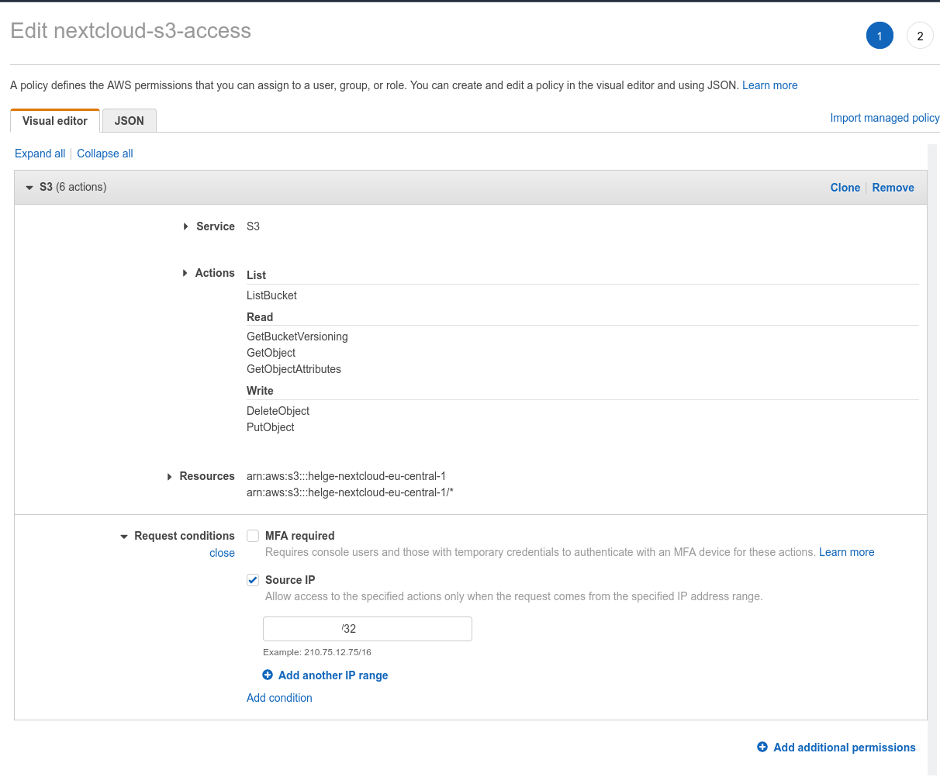 Create user permissions