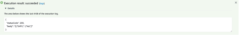 execution result screenshot