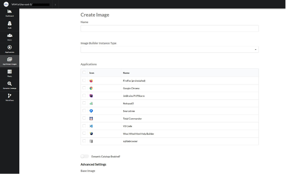 Create image page screenshot