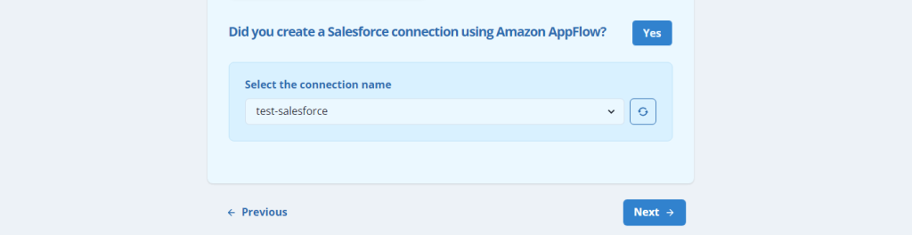 connect a Salesforce connection using AppFlow
